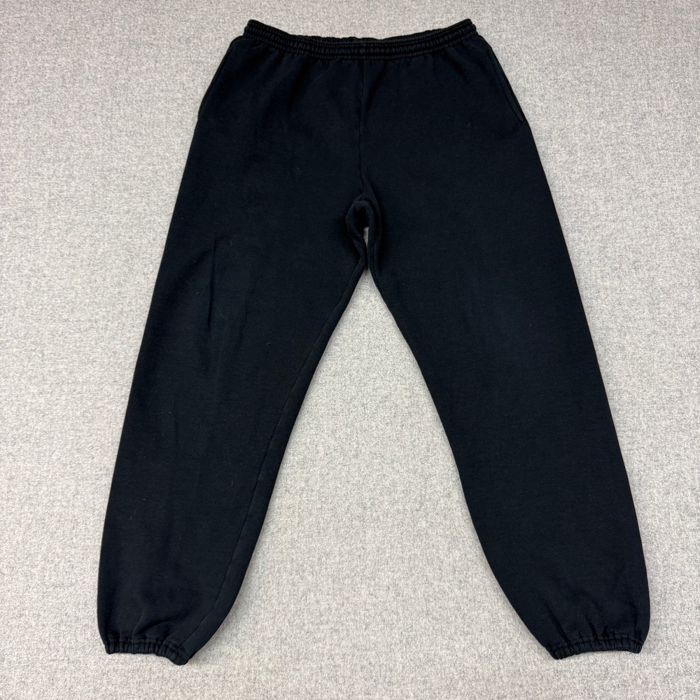 Russell Athletic Sweatpants Size L Black Dri-Power Fleece Elastic Cuff Pockets